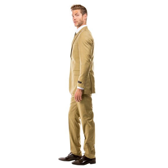 Dark Mustard Sharkskin 3pc Suit w/ Expandable Waistband - Picture 4 of 4